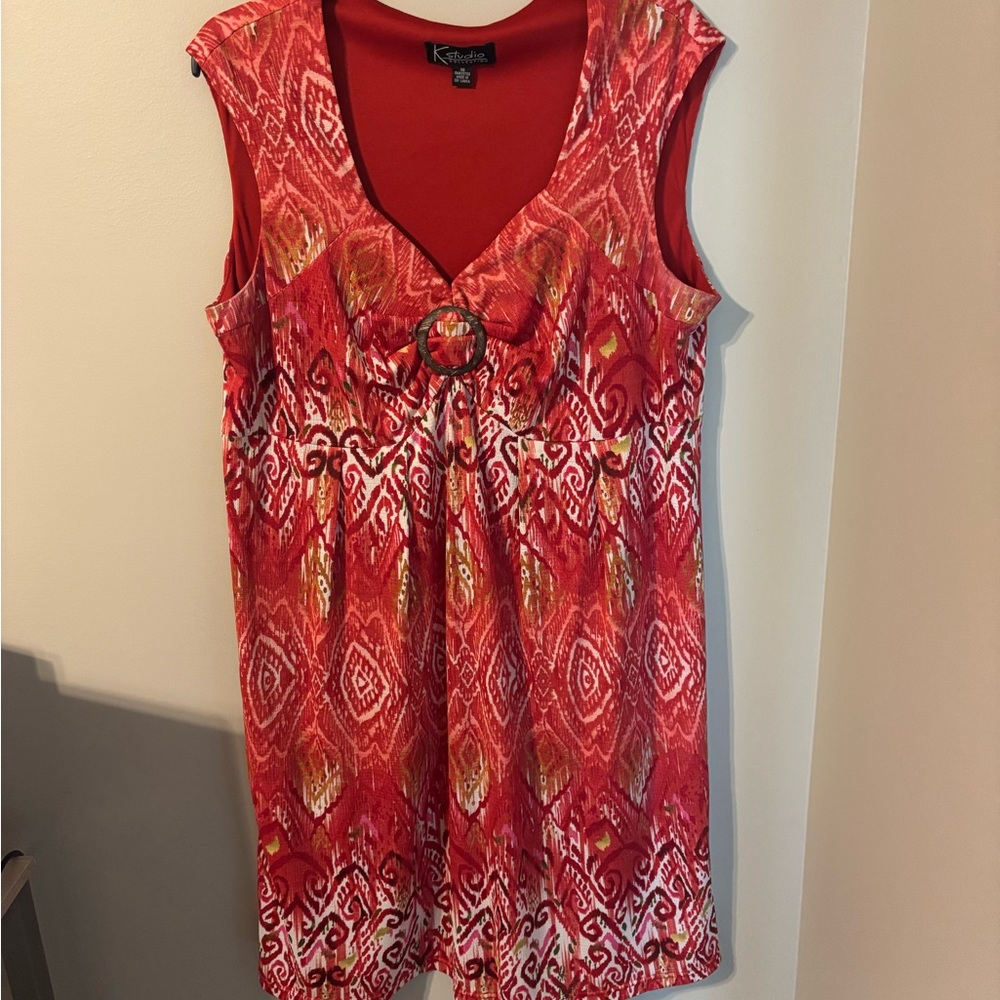 Kaktus Red Tie Front Embellished Tank Top